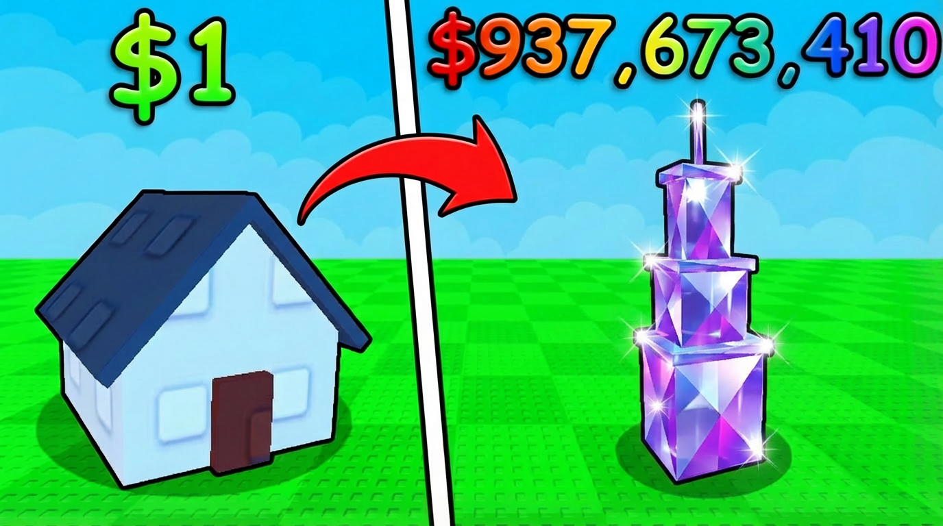 A small house turning into a glittering tower