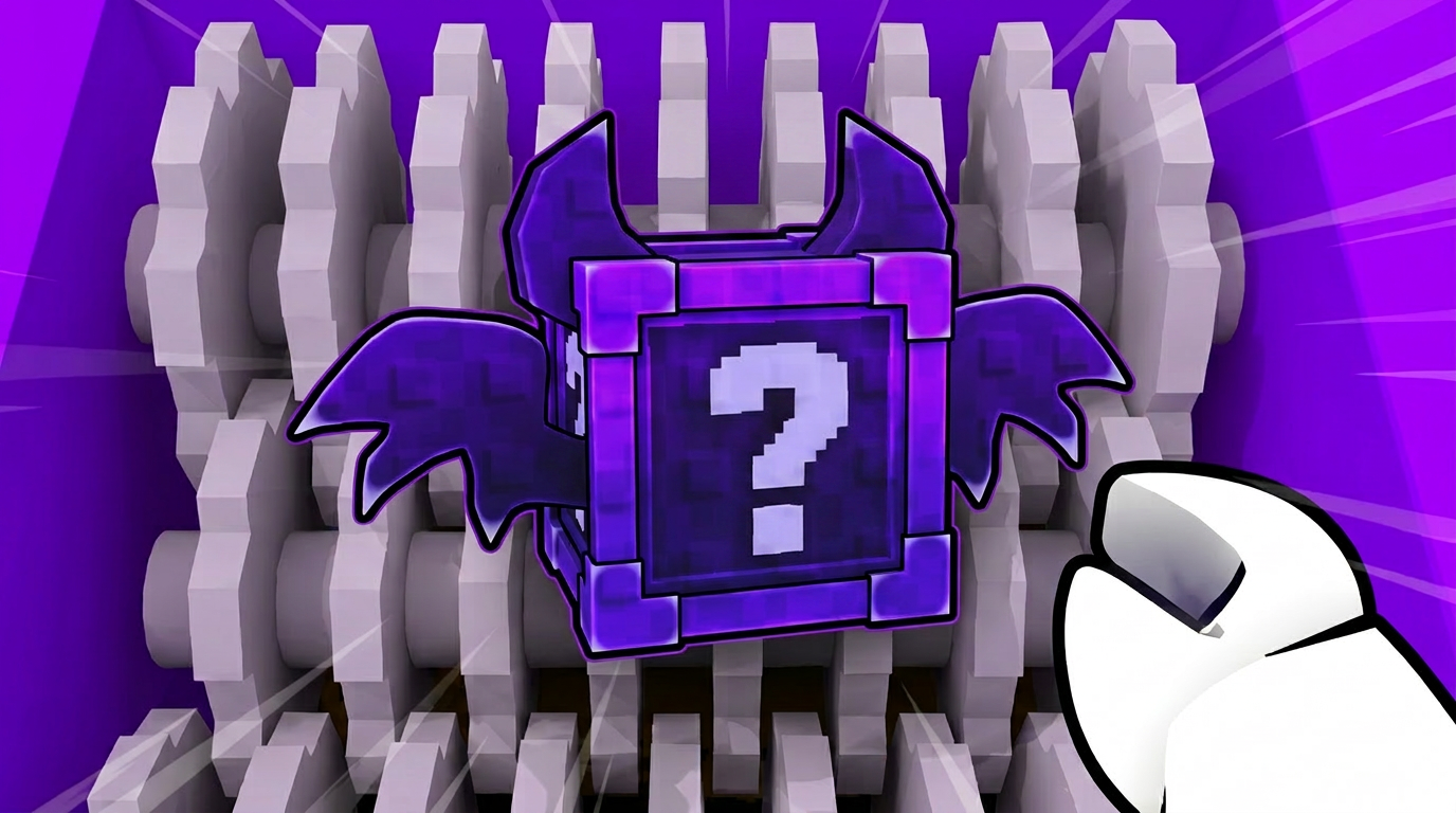 Purple lucky block in a crusher