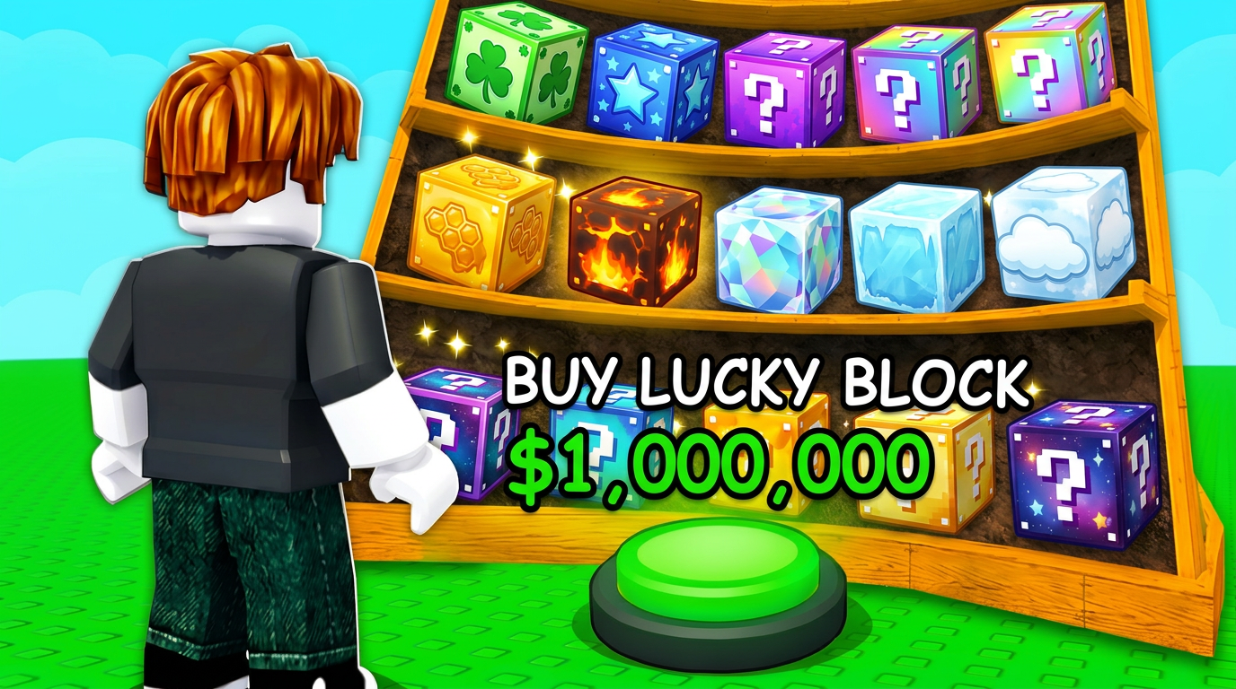 Roll a Lucky Block store filled with themed lucky blocks